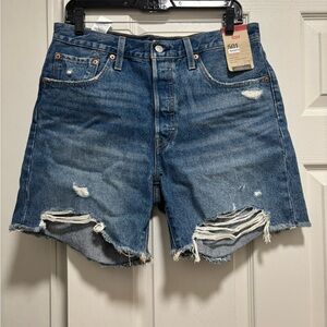 Levi's Women's Ripped Blue Jean Shorts